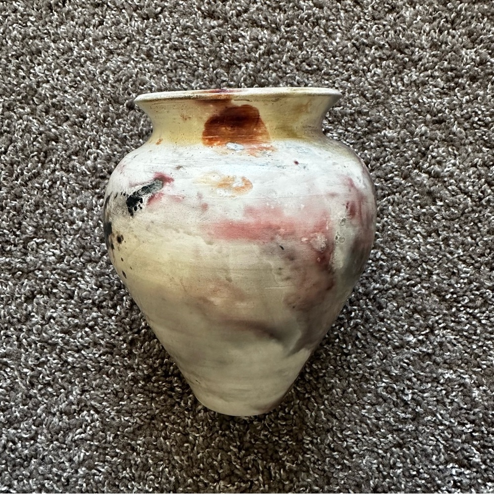 Handmade Beige Brown Southwest Inspired Pottery Vase Signed Unique - Picture 4 of 7